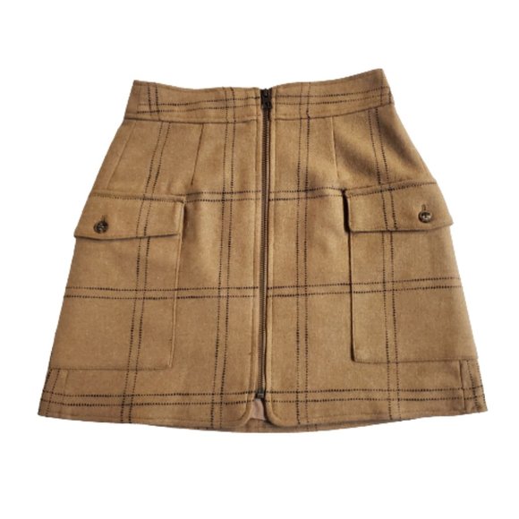 Madewell (Re)sourced Zip-Front Wool Blend Mini Skirt in Windowpane.New!!! - Picture 4 of 7